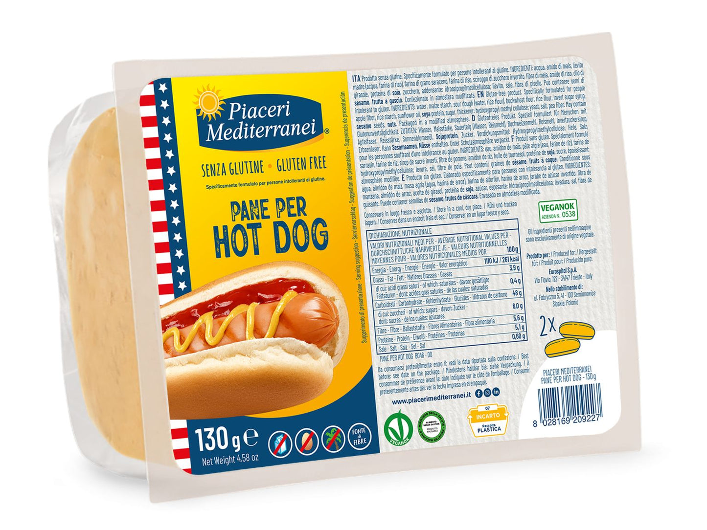 Pain Hot Dog Sans Gluten - Piaceri Mediterranei - Senza G