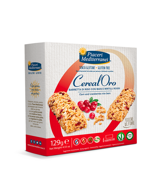 CerealOro barres de riz aux flocons de mais & airelles sans gluten - Piaceri Mediterranei - Senza G