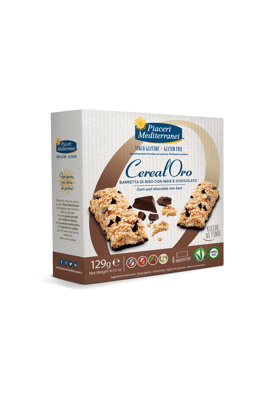 CerealOro Barres de riz aux flocons de mais et aux chocolat sans gluten - Piaceri Mediterranei - Senza G